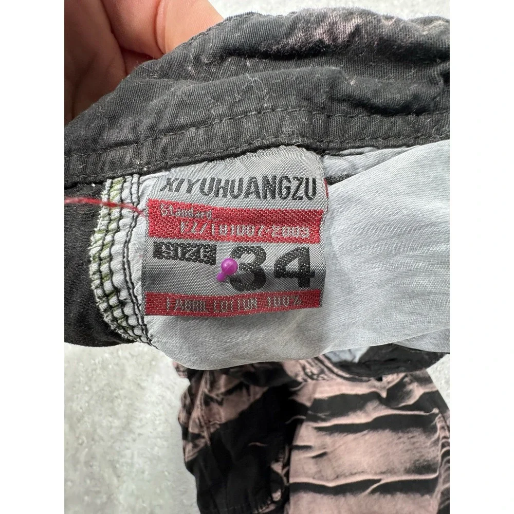 Y2K XIYUHUANGZU Vtg Vintage Men's 34 Pink Black Baggy Cargo Gorpcore Shorts Rare